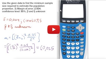 Find Minimum Sample Size to Estimate Population Proportion OCC Math 160 Final Review 3 Stats