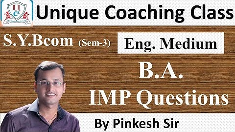 Sybcom Sem-3 | B.A. | Most Important Questions | Vnsgu | By PINKESH SIR |Unique Coaching Class