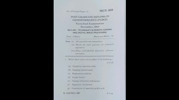 MGY -005: Techniques in remote sensing and Digital Image Processing|PGDGI| IGNOU