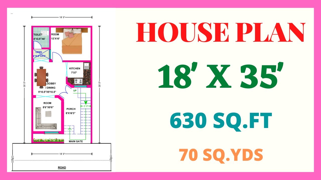 18 * 35 HOUSE PLAN II 630 SQFT HOUSE PLAN II 18 X 35 GHAR KA NAKSHA || 70 SQ.YDS MODERN HOUSE PLAN