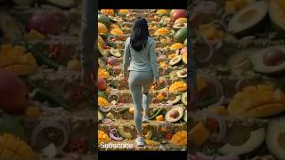 😱 Giant Mixed Fruit Stairs vs Human! 🍉🍓🍍 | Realistic AI Physics Experiment