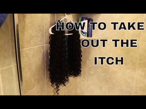 how-to-take-the-itch-out-of-synthetic-hair||-acv-rinse||-lulutress-beach-curl