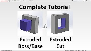 Solidworks tutorial | Beginners | How to use Extrude, Extrude cut and Thin feature
