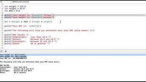 Example Solution:  Swift Playgrounds BMI Calculator