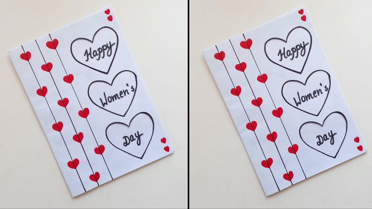 Easy & Beautiful white paper Women's Day Card making|DIY How to make Happy Womens day greeting Card