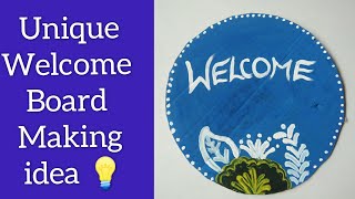 Unique welcome board making idea // beautiful wall hanging //simple craft ideas