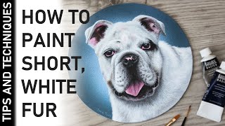 HOW TO PAINT WHITE FUR IN ACRYLICS | PAINTING A BULLDOG