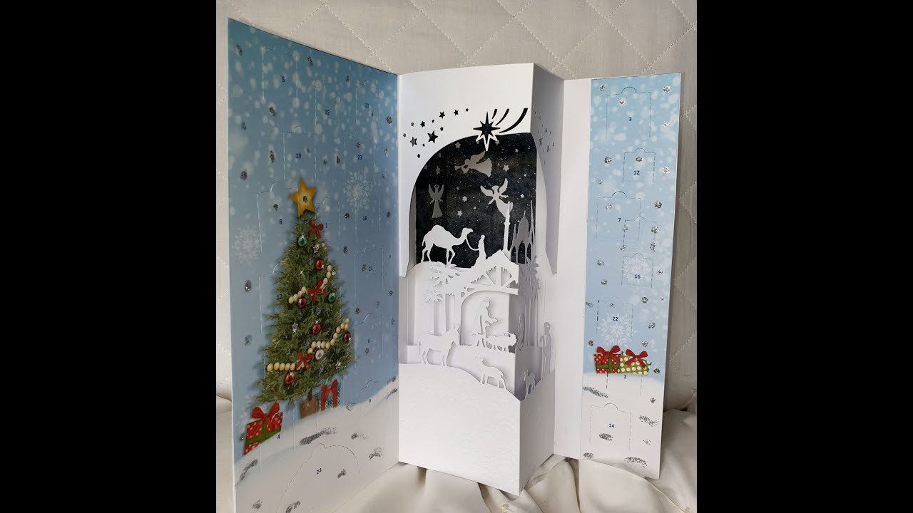 Creative Christmas Card :  Die cut 3D pop up traditional advent calendar