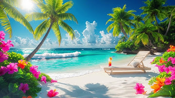 Tranquil Seaside Cafe Jazz Escape with Hammock | Gentle Jazz Melody & Ocean View For Deep Relaxation