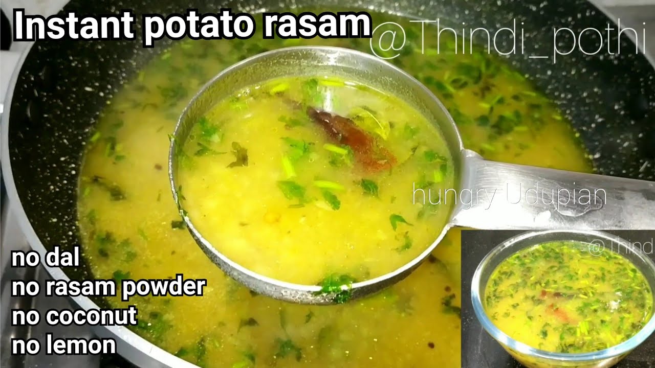 Potato Rasam Instant potato rasam recipe| no dal, rasam powder, coconut,lemon ...