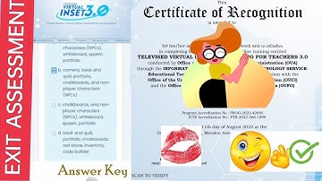 VINSET 3.0 EXIT ASSESSMENT I SAMPLE QUESTIONS I ANSWER KEY I CERTIFICATE OF RECOGNITION