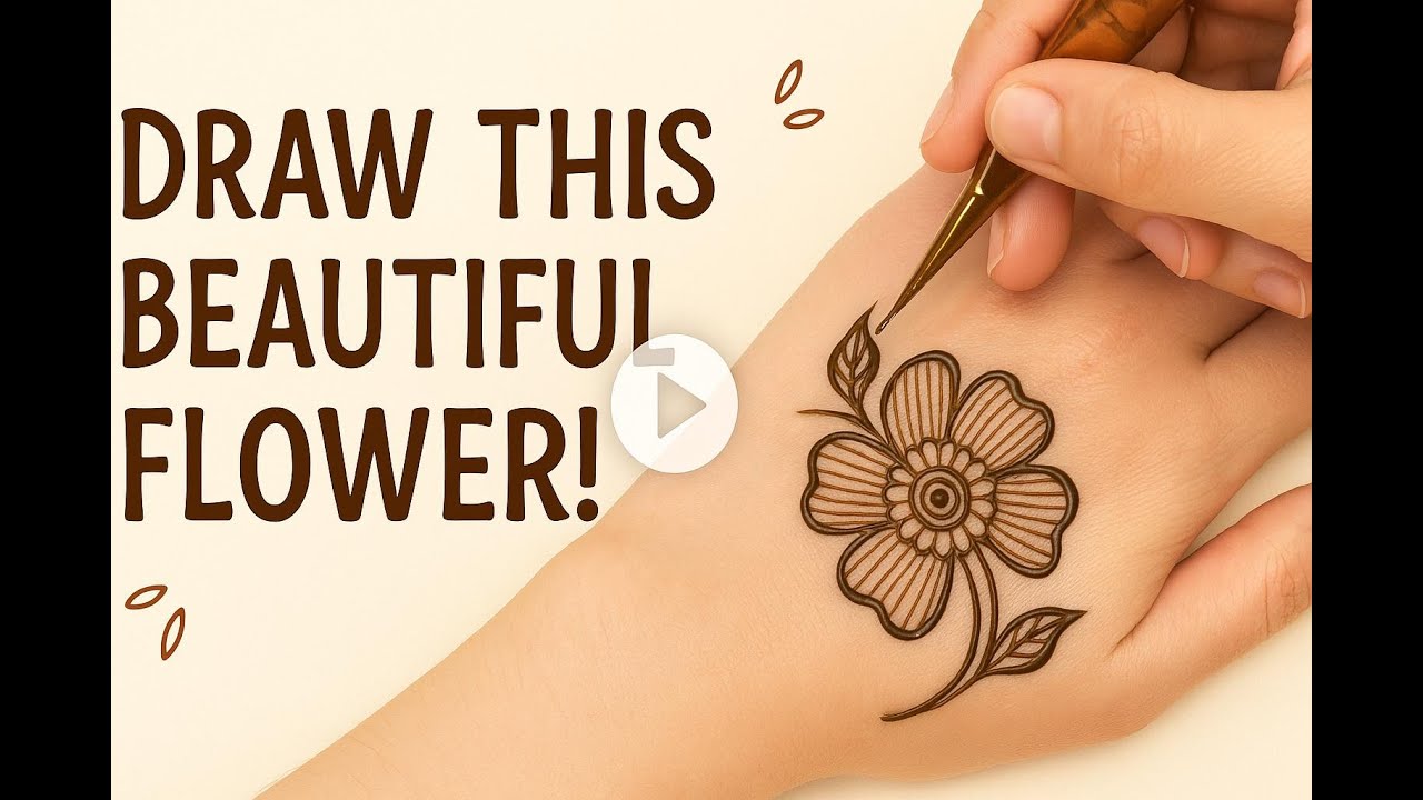 Flower design with mehndi | Mehndi tutorial part 03 - YouTube