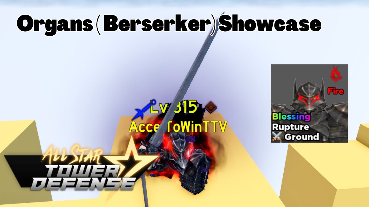 NEW Guts 7 Star, Organs (Berserker) Showcase in All Star Tower Defense