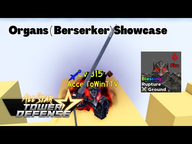 NEW Guts 7 Star, Organs (Berserker) Showcase in All Star Tower Defense