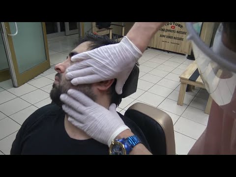 ASMR TURKISH BARBER + NECK CRACK + head, neck, ear, face, shampoo, sleep massage +kafa, kulak masajı