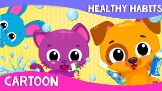 아기 반려동물이 아이들에게 위생 습관을 가르쳐 줍니다! 귀엽고 아기자기한 아침 루틴 만화 | 유아용 모바일 게임 screenshot 4