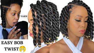 How To: DIY JUMBO TWIST /USING YARN/NO RUBBER BANDS / Beginner Friendly /Protective Style / Tupo1