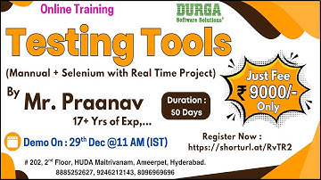TESTING TOOLS Online Training @ DURGASOFT