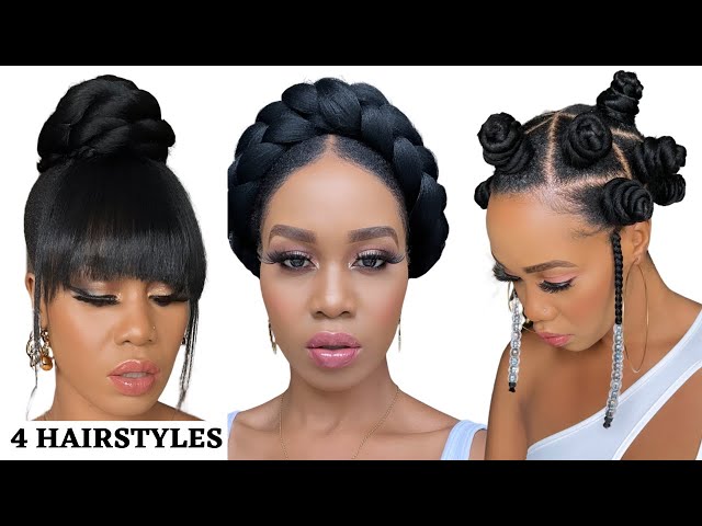 🔥3 QUICK & EASY RUBBER BAND HAIRSTYLES ON NATURAL HAIR / TUTORIALS /  Protective Style / Tupo1 