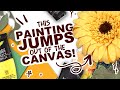 CREATING A 3D PAINTING WITH FELT!? | Mixing Acrylic Painting w/ Felt Flowers!