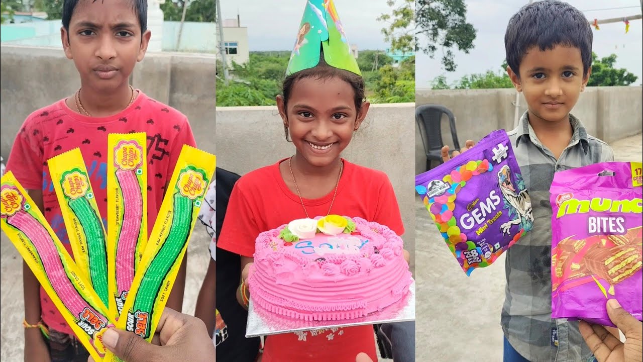 Happy birthday cake 🎂 gems candy milkybar chocolate Kit kat chocolate lollipop 