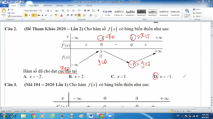 Bài tập cực đại cực tiểu của hàm số