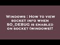 Windows  how to view socket info when sodebug is enabled on socket windows