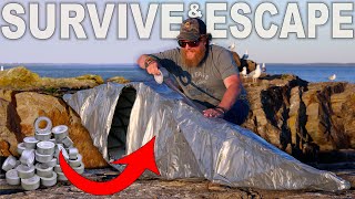 Crossing the Ocean in a Duct Tape Kayak Built to Escape the Island  Duct Tape Survival Challenge