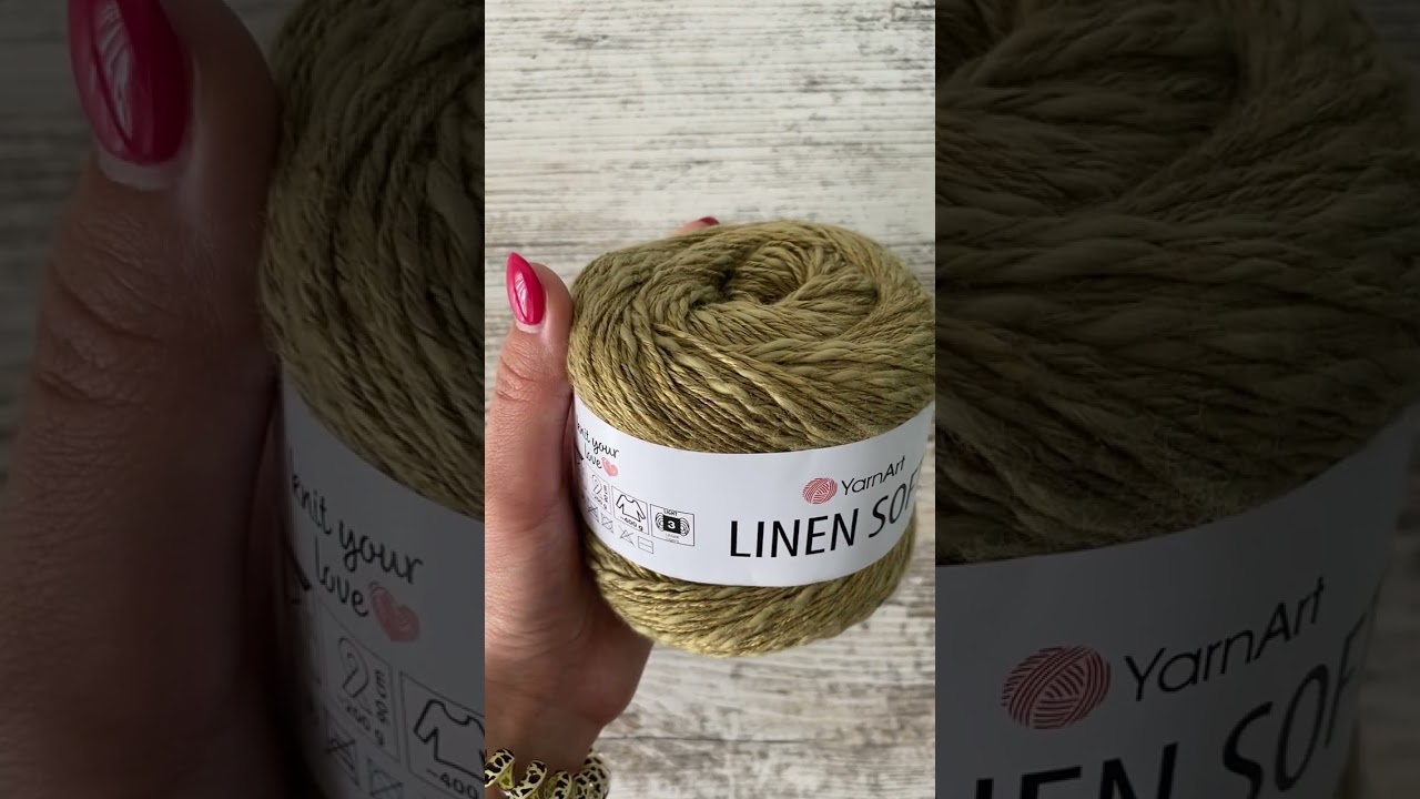 YarnArt Linen soft, Оливка №7313, пряжа лен, вискоза, хлопок, цена