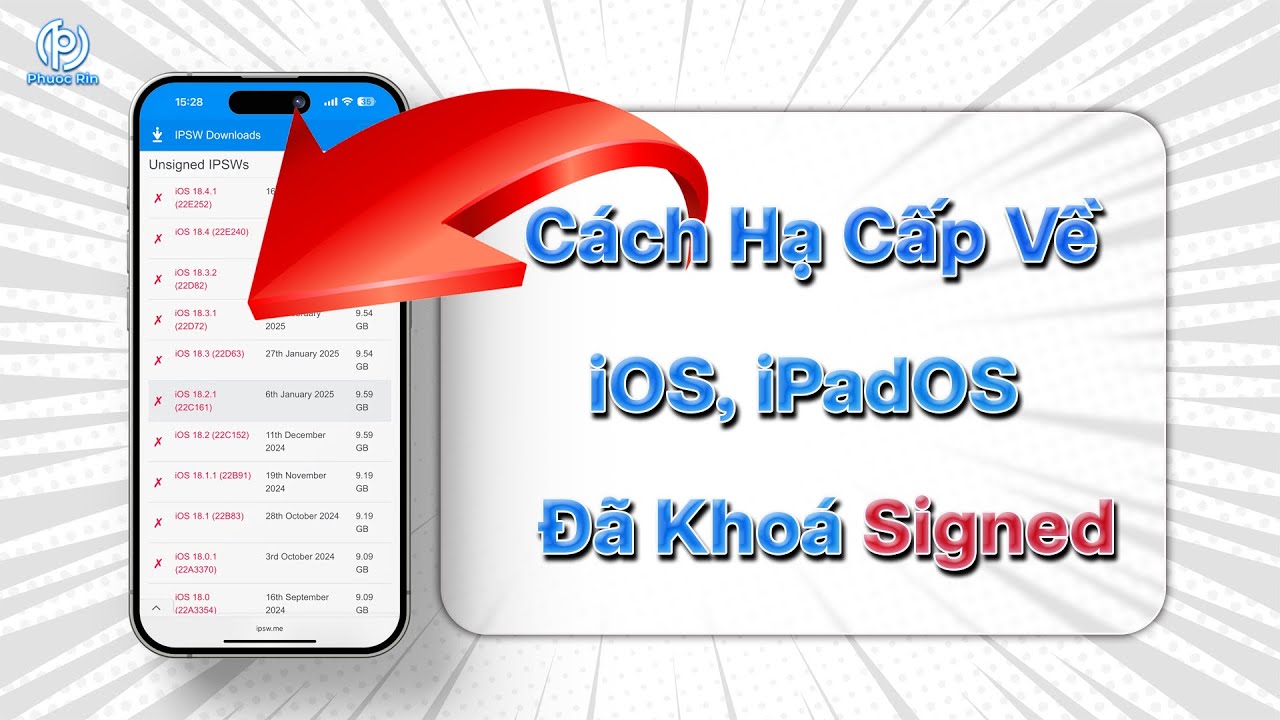 Cách hạ cấp về iOS, iPadOS chính thức đã khoá signed delay ota - YouTube