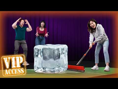 Playing Shuffle Board with Giant Ice Cubes