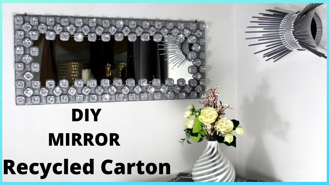 GLAM WALL MIRROR DIY FROM RECYCLED CARTON DIY HOME DECOR BEST OUT