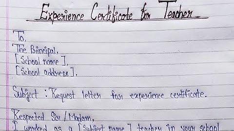 Write an application to the principal for experience certificate|| Experience certificate letter.