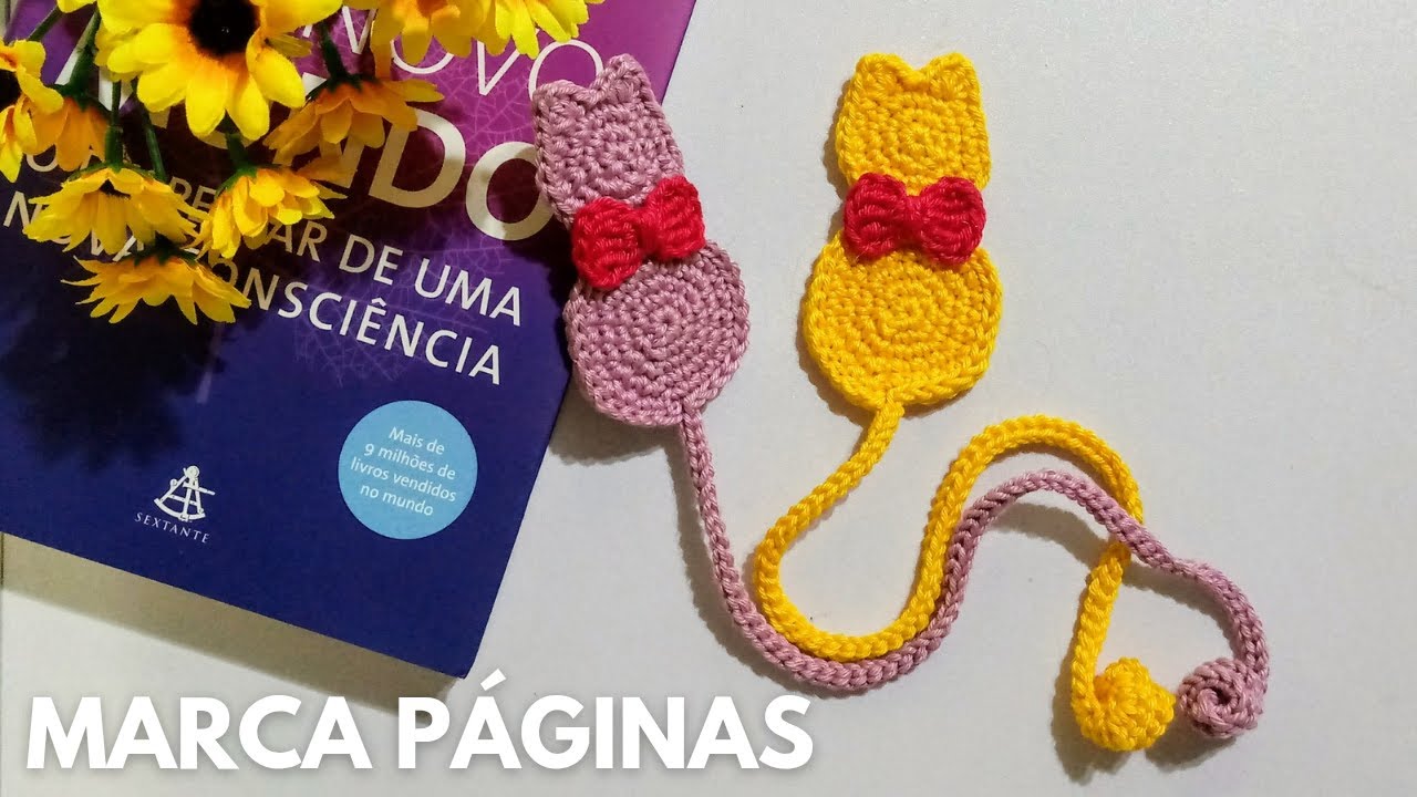 Marca páginas gatinho em crochê #crochet