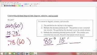 MATH 1316 Section 1.1: Converting Decimal degrees to DMS