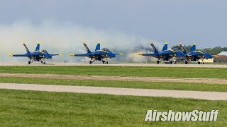 US Navy Blue Angels - Diamond and Solo Takeoffs - EAA AirVenture Oshkosh 2017