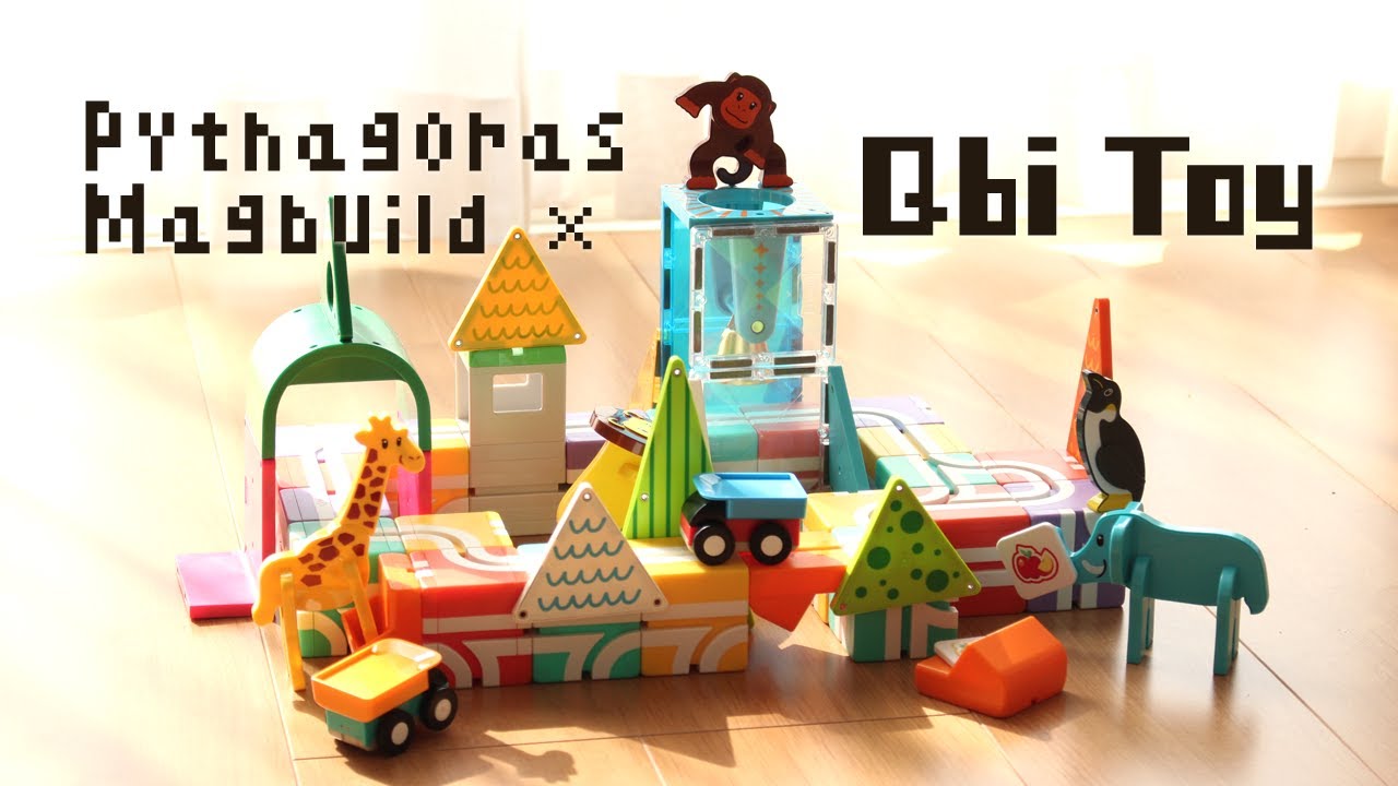 磁石おもちゃQbiをピタゴラス・マグビルドで装飾✨ - YouTube