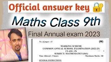 class 9 maths official answer key 2023 / annual exam maths paper solution 2023 / morning shift
