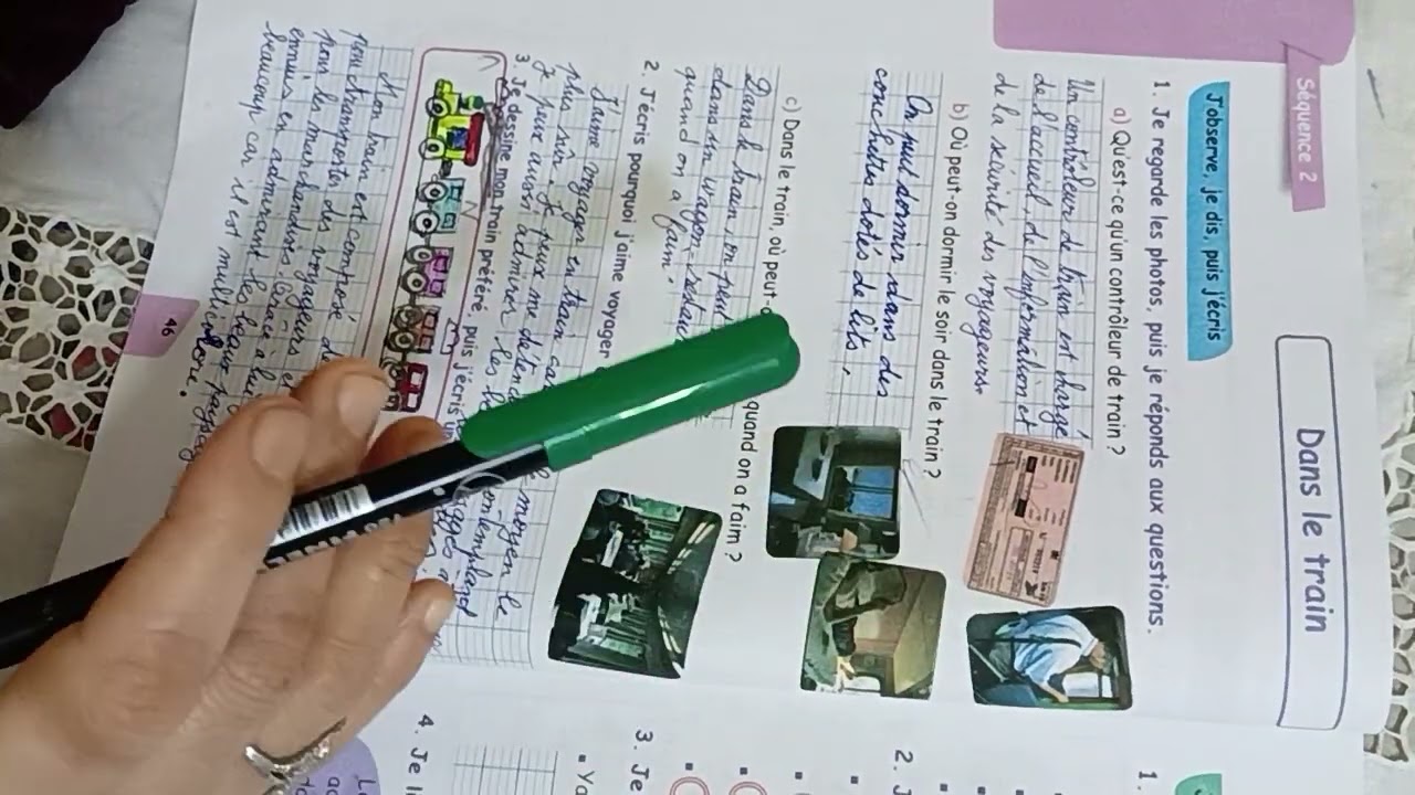 5èmeAP:Cahier d'activités p46.   (Dans le train)