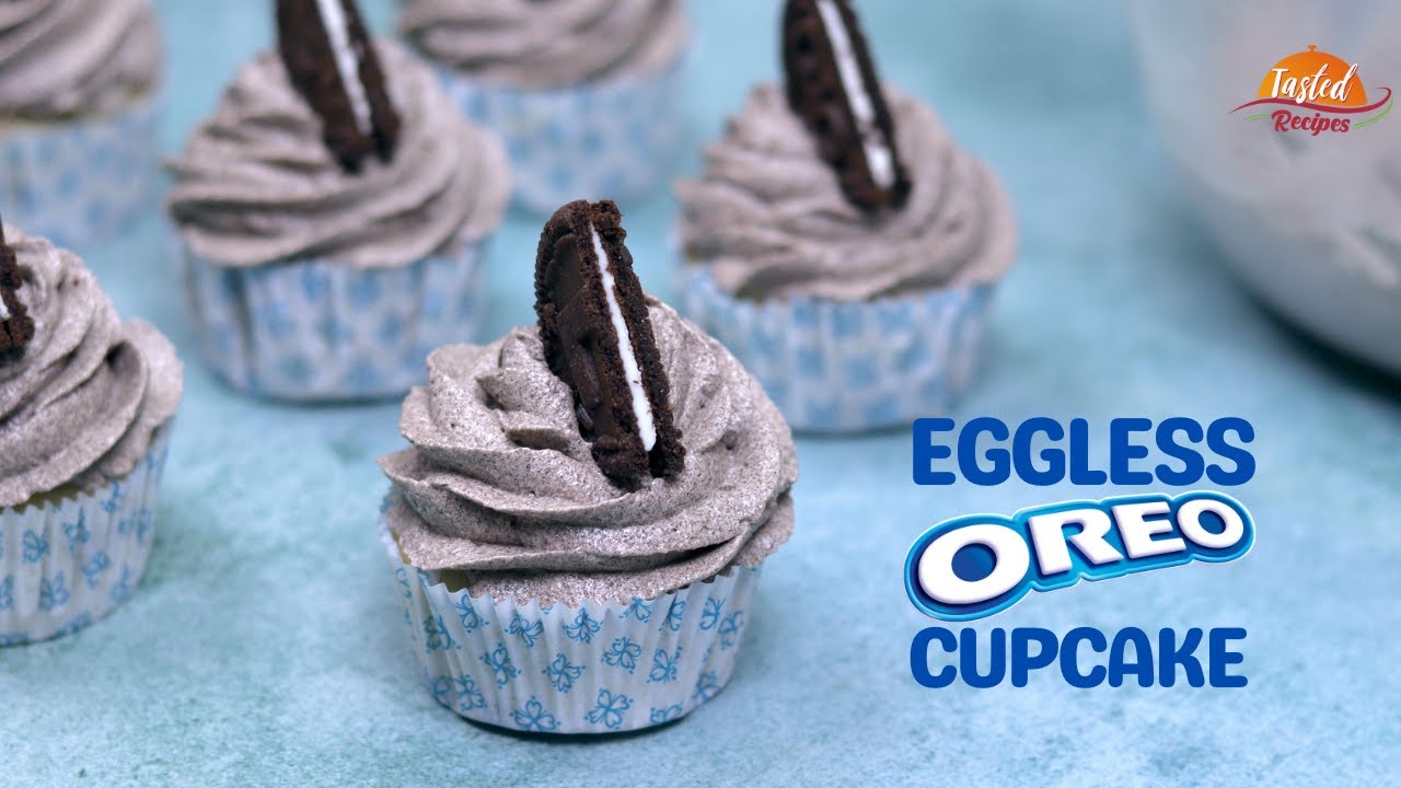 Eggless Oreo Cupcakes with Oreo Buttercream Frosting for Raksha Bandhan | Tasted Recipes