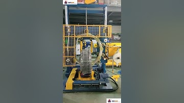 HDPE pipe coil packing machine operation process of paper threading, vertical/moveable mainframe