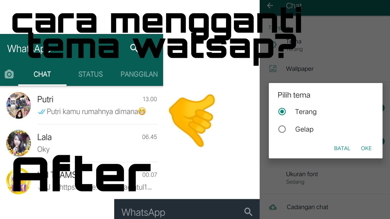 Tema wa  jadi hitam  Cara  mengubah tema watsap menjadi 