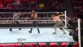 Video thumbnail of "WWE Raw 7 July John Cena vs Seth Rollins (Roman Reigns Attacks Kane And Randy Orton)"