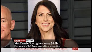 Celebrity MacKenzie Scott gives away $4.2 billion (USA) - BBC News - 16th December 2020 Profile