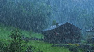 Rain Sounds for Sleeping - Sound of Heavy Rainstorm \& Thunder in the Misty Forest At Night