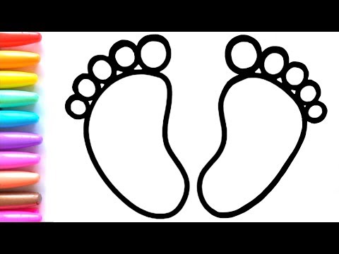 Learn Colors with Baby Feet Drawing and Coloring| Happy Joy Art
