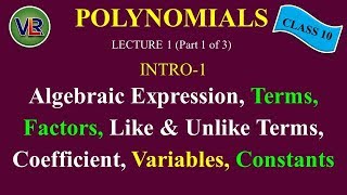 Class 10 Chapter 2 Polynomials Intro-1 (Terms, factors, Like & unlike Terms, Variables, Constants)