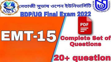 BDP/UG EMT-15 Final Exam 2022 questions & answer free answer pdf NSOU