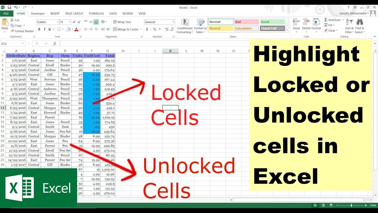 Highlight Locked Or Unlocked Cells In Excel Using Conditional Formatting YouTube