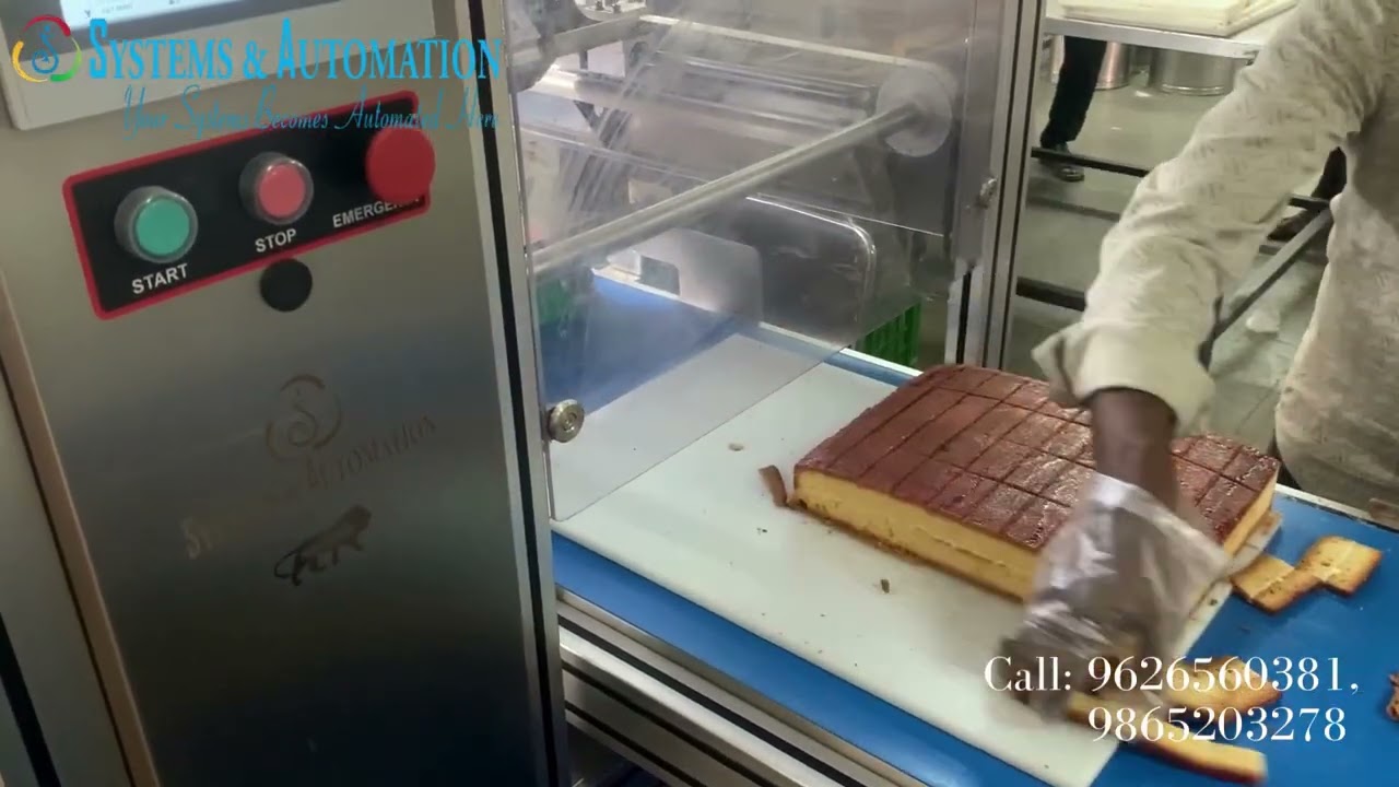 Cuts Full Tray in 15 Seconds – Conveyor Cake & Sweet Cutting Machine. @systemsautomation6210